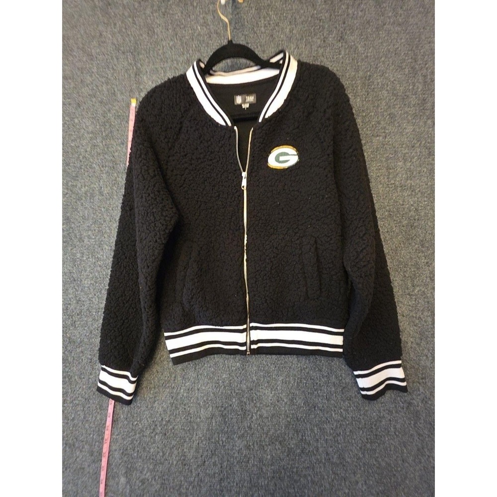 Green Bay Packers Jacket Womens Small Black NFL Football Sherpa Team Apparel